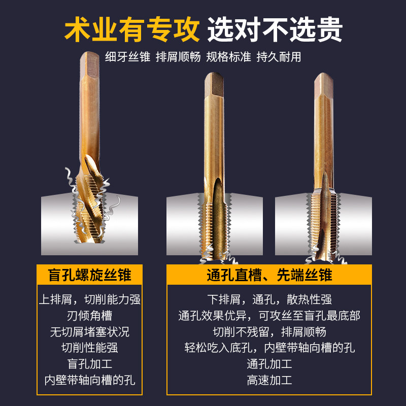 m8m10m14m16m20m30含钴不锈钢专用丝攻直槽细牙机用丝锥攻丝钻头