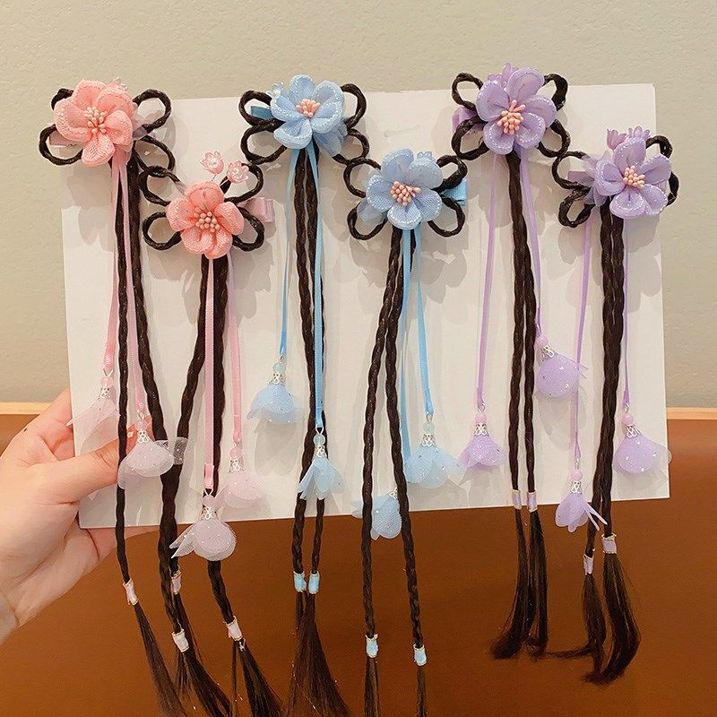 中国风儿童汉服头饰女童宝宝古风发饰六一表演古风公主假发辫发夹,童装/婴儿装/亲子装,发饰,淘宝优惠券,粉丝福利购,淘宝优惠卷