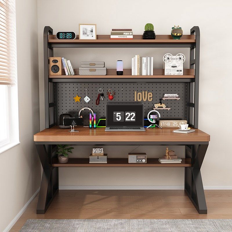 书桌学生卧室学习桌家用书架一体式洞洞板电脑桌加厚实木办公桌子,住宅家具,电脑桌,淘宝优惠券,粉丝福利购,淘宝优惠卷