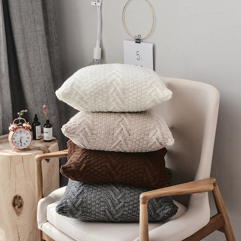 博文染坊针织毛线抱枕套美式客厅沙发床头靠枕咕臣套含枕芯不含芯