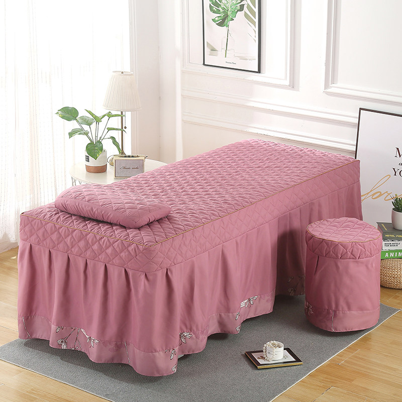 美容床罩四件套美容院专用洗头推拿熏蒸按摩床罩套四季通用可定做