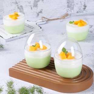一次性慕斯杯鸡蛋杯圆弧形甜品布丁杯硬塑料杯透明加厚木糠杯子