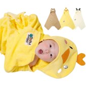 原D 带帽斗篷儿童宝宝新生洗澡浴袍纯棉吸水 mic浴巾 6岁