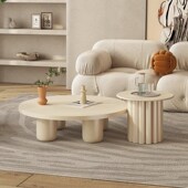 法式 茶几客厅家用奶油风小户型圆形茶桌创意卧室桌子民宿组合边几