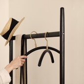 黑色极简复古衣帽架家用室内挂衣架姹寂风衣帽架高级晾衣架落地
