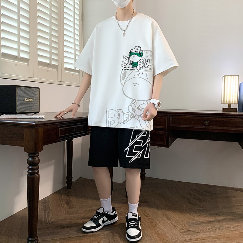 男童夏装套装初中生大童男装2024新款13-15岁男孩12短袖t恤两件套