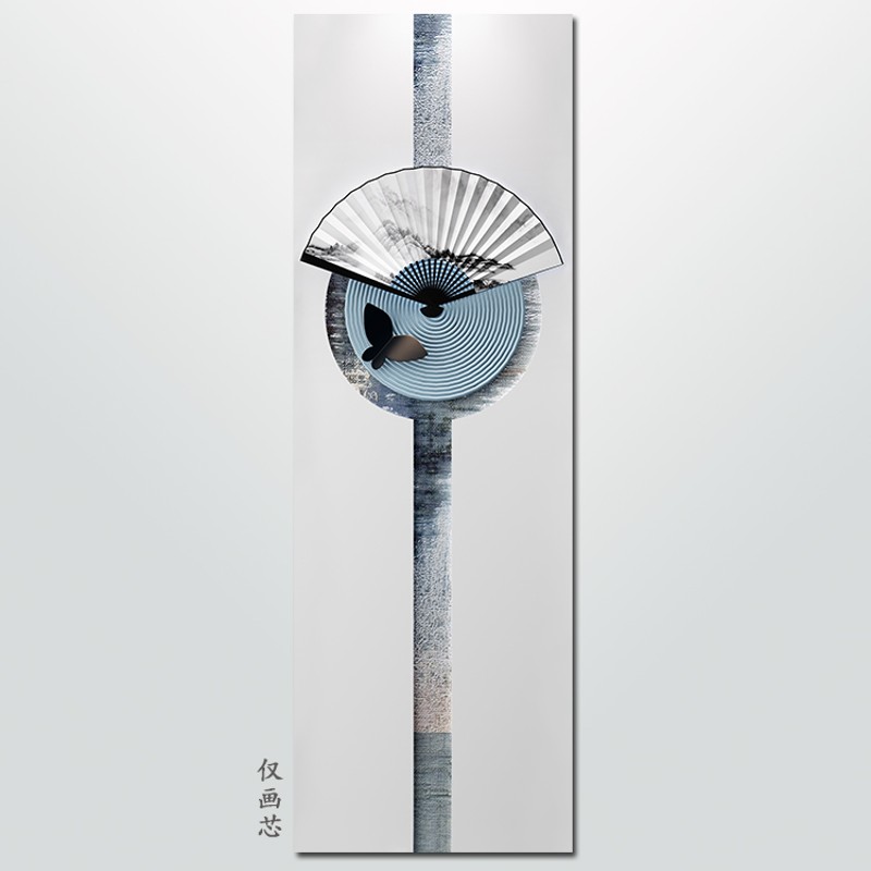 新中式客厅挂画中国风立体扇子蝴蝶三联画画芯喷绘打印无框画画心
