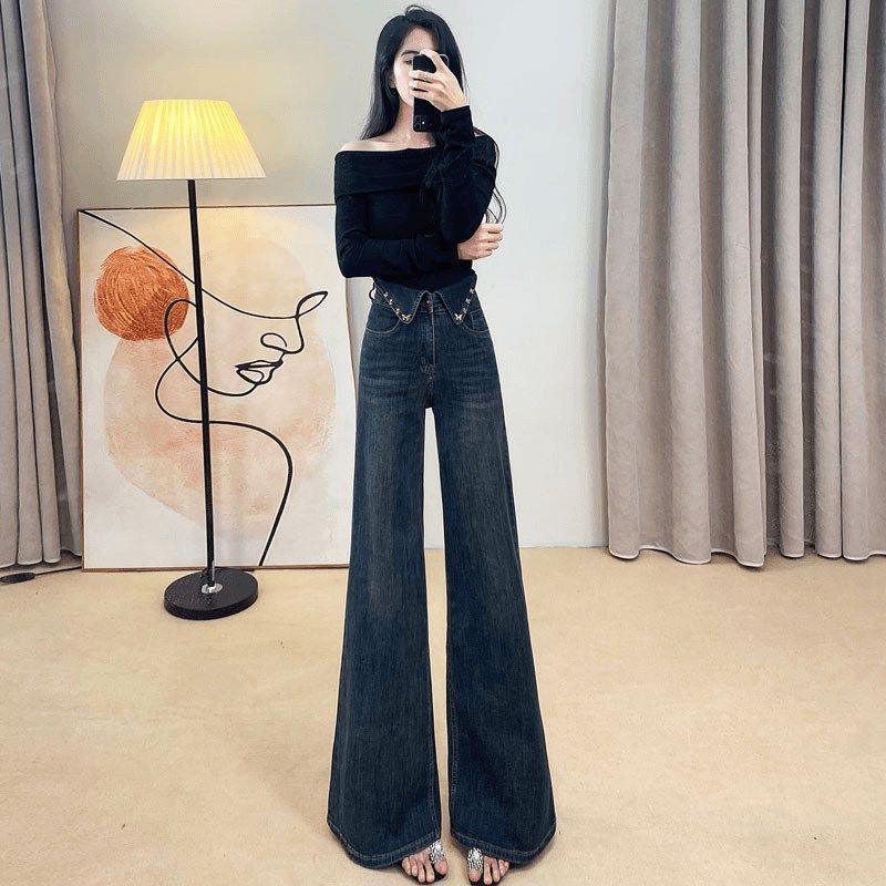 复古高腰阔腿裤牛仔裤女2025秋季新款设计感宽松直筒显瘦时尚潮,女装/女士精品,牛仔裤,淘宝优惠券,粉丝福利购,淘宝优惠卷