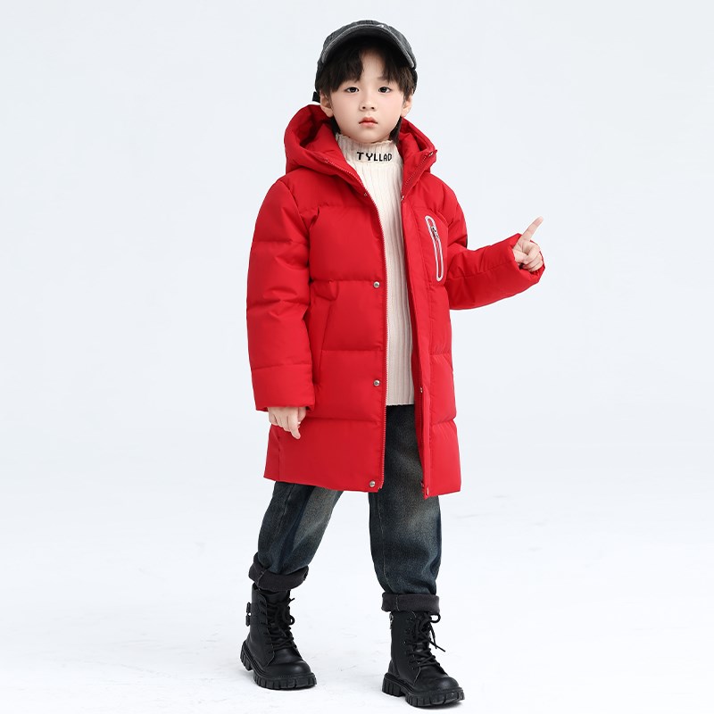波姆鹅儿童羽绒服男童中大童中长款加厚保暖外套冬季新款童装女童