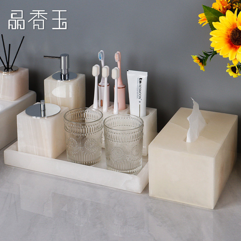 卫生间置物托盘套装 大理石洗漱杯高端浴室五件套样板间酒店轻奢,家庭/个人清洁工具,浴室用品套件,淘宝优惠券,粉丝福利购,淘宝优惠卷