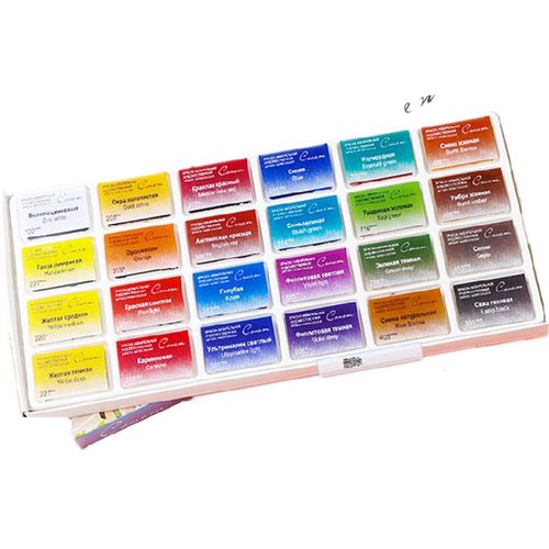 俄罗斯白夜固体水彩24色学生级初学者36色艺术家插画水彩颜料套装