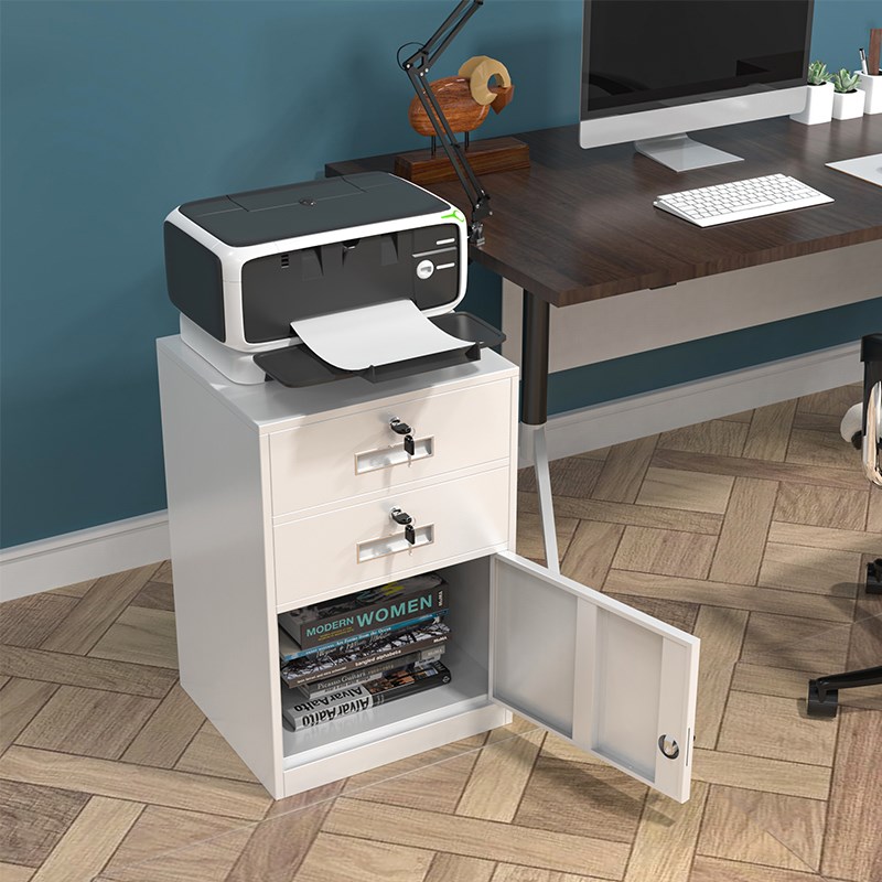 文件柜矮柜铁皮柜带锁档案柜钢制桌下柜抽屉资料柜收纳柜储物柜子