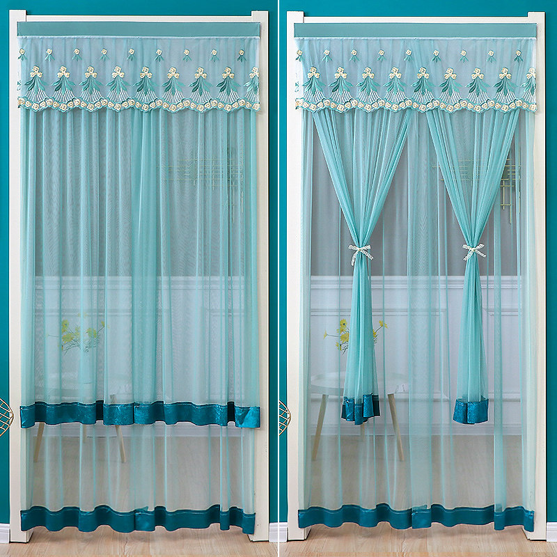 双层门帘蕾丝防蚊纱帘卧室房间隔断帘夏天新款免打孔纱窗遮挡帘子,居家布艺,窗纱,淘宝优惠券,粉丝福利购,淘宝优惠卷