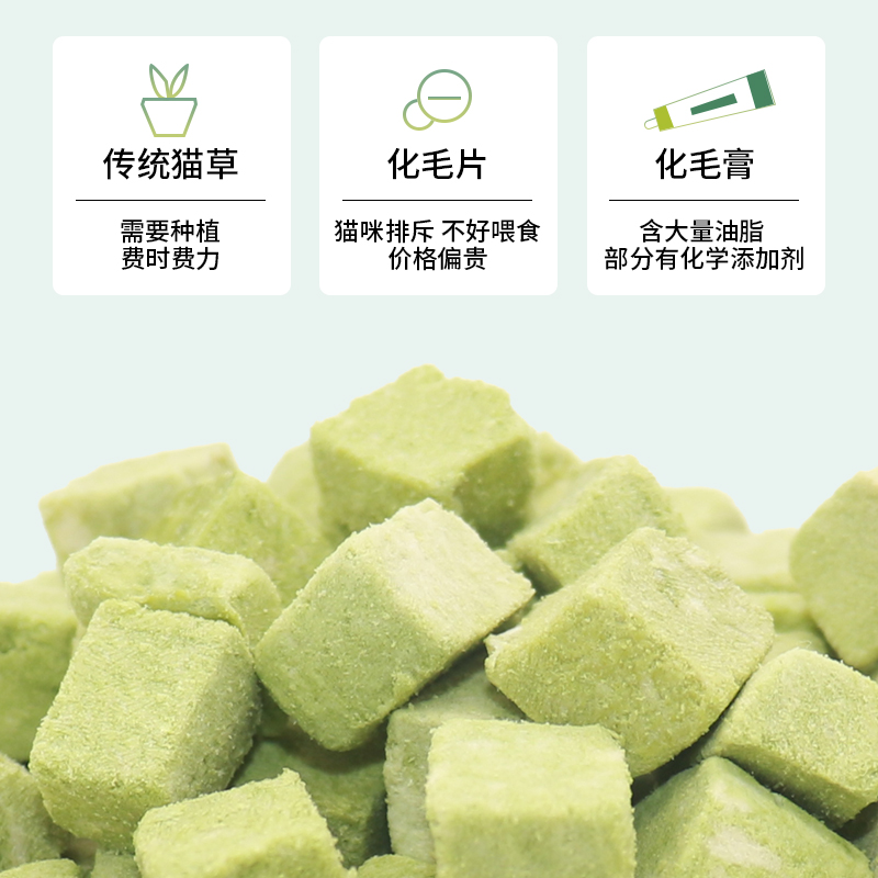 宠迪雅绿巨人猫草鸡肉粒冻干化毛猫咪宠物零食三文鱼牛肉增肥发腮
