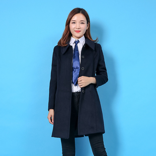 大衣毛呢西装外套女加厚外套中长款职业装邮政储蓄酒店呢子工作服