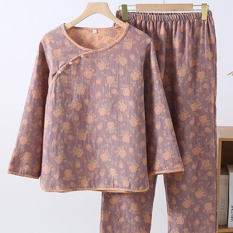 新中式国风复古包牙珠睡衣女士色织纯棉国风套装全棉家居服春秋,女士内衣/男士内衣/家居服,睡衣/家居服套装,淘宝优惠券,粉丝福利购,淘宝优惠卷