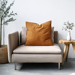 现代简约纯色亚麻抱枕样板间客厅沙发靠垫床头靠枕护腰靠背含芯