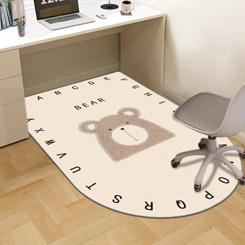 儿童学习桌椅子地垫学生书房阅读区大半圆防滑垫电脑滑轮椅子地毯