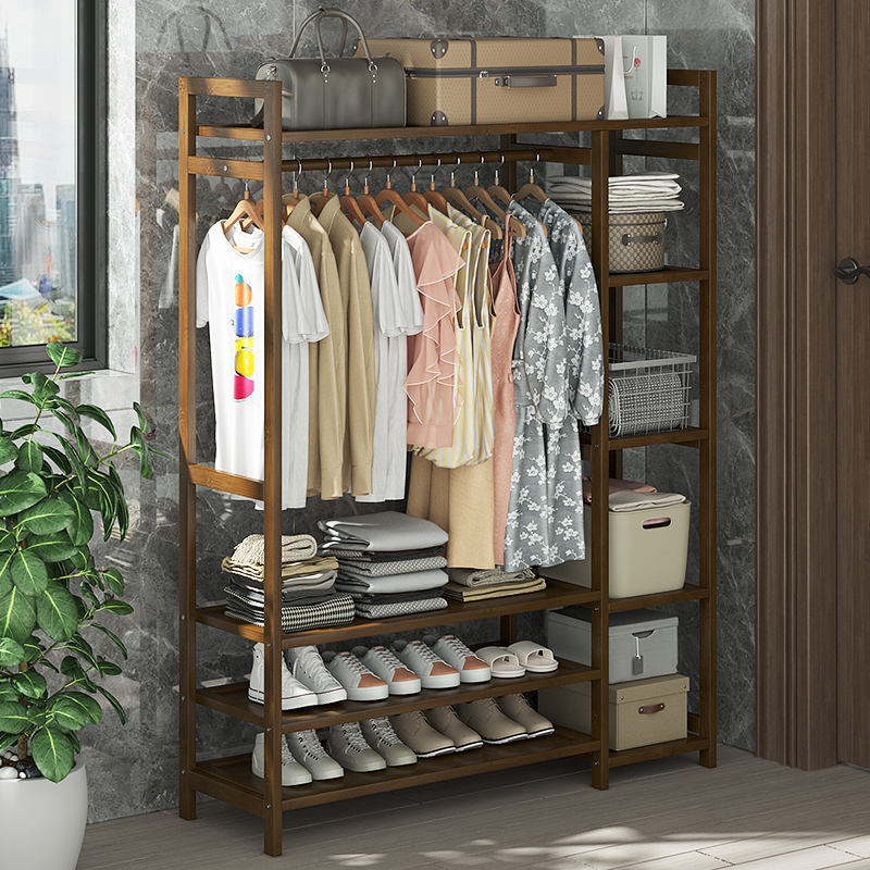 简易入户衣帽架子落地卧室门口鞋架一体玄关客厅多功能凉衣挂衣架