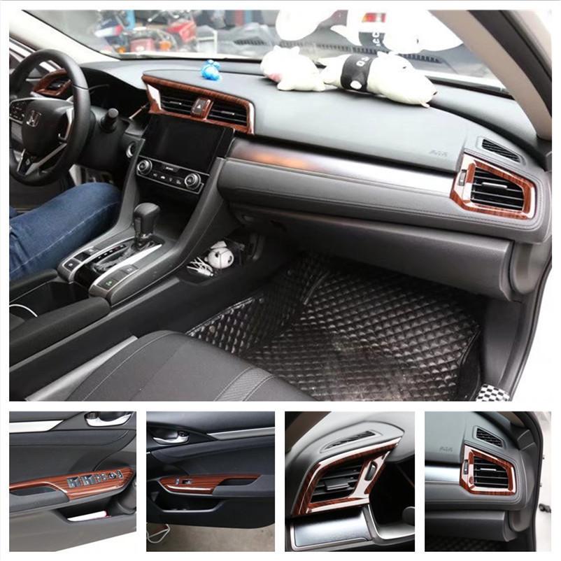 适用于十代思域碳纤维桃木内饰贴 改装专用中控排档方向盘电动窗