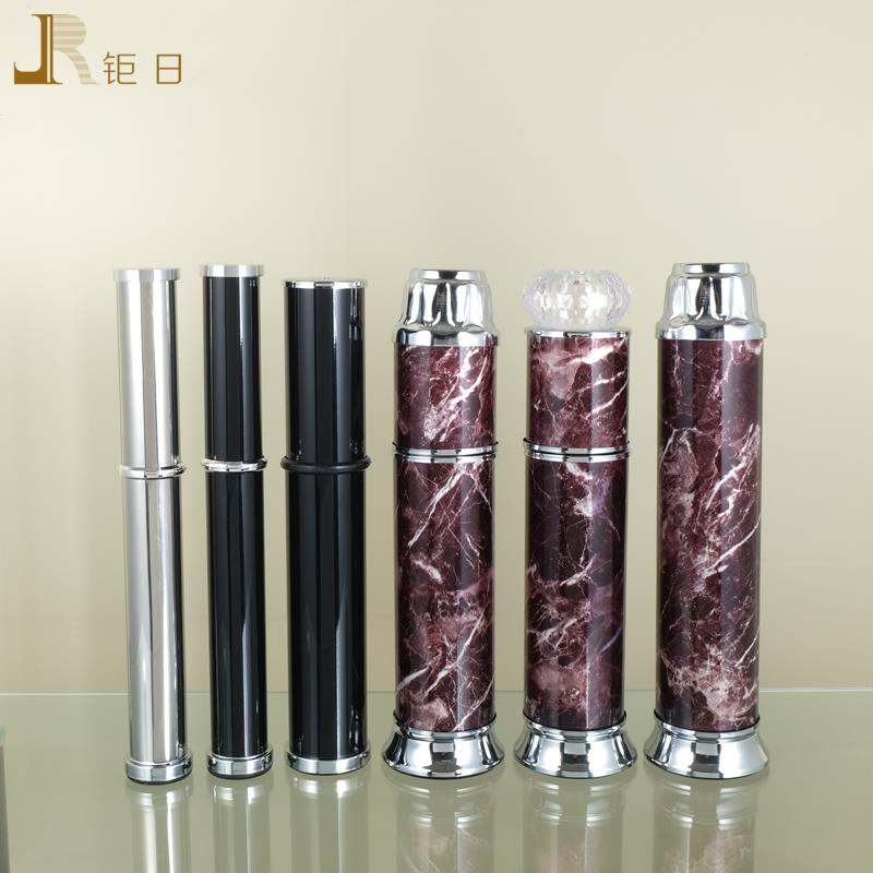 钜日 双层时尚玻璃茶几脚 圆形简约铝管花纹餐台脚 桌腿家具配件