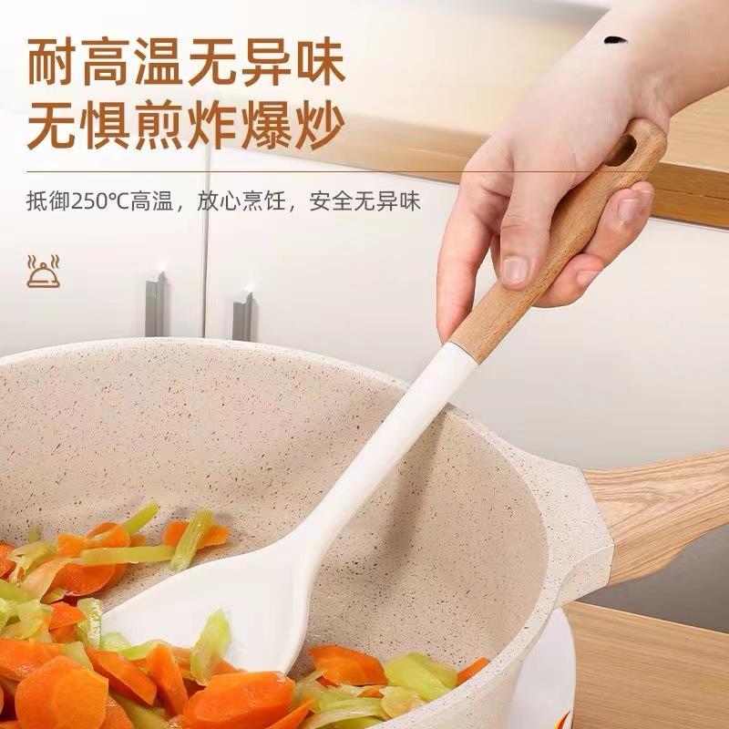 硅胶铲不粘锅专用锅铲套装家用耐高温炒勺汤勺炒菜铲子木勺子厨C