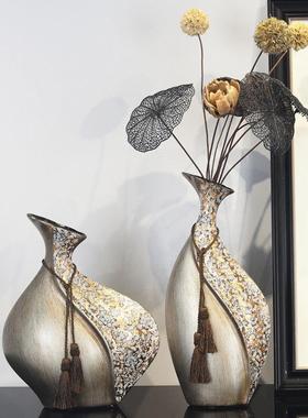 创意高档陶瓷花瓶摆件客厅电视柜玄关覆古干 干燥花聚财工艺品摆