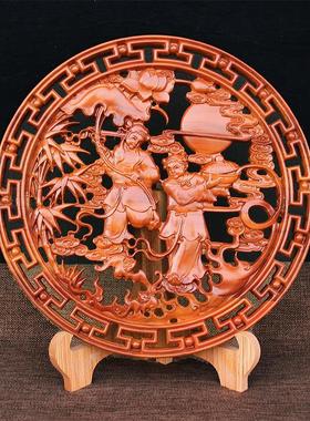 桃木和合挂饰摆件图挂件福字中国结家居客厅玄关礼品挂画木雕摆设