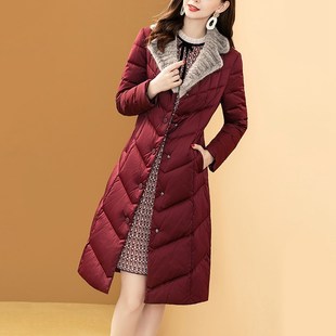 时尚轻薄羽绒棉服女中长款大码冬装高级感修身外套高端气质上衣潮