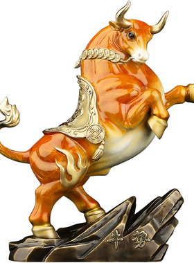 铜牛摆件招财抬头旺市牛转乾坤生肖开业礼品办公室牛气冲天工艺品