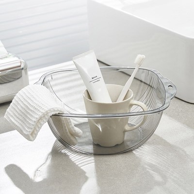 bdo轻奢透明方形洗脸盆精致女生家用双耳脸盆 塑料小盆子塑料盆