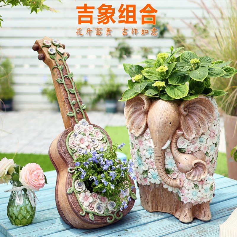 佳鲤推荐庭院大象花朵花盆装饰摆件别墅花园院子门口户外造景摆件
