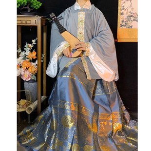 【碟与碟】新品汉服大码冬加厚加绒明制短袄上衣织金马面妆花眉子