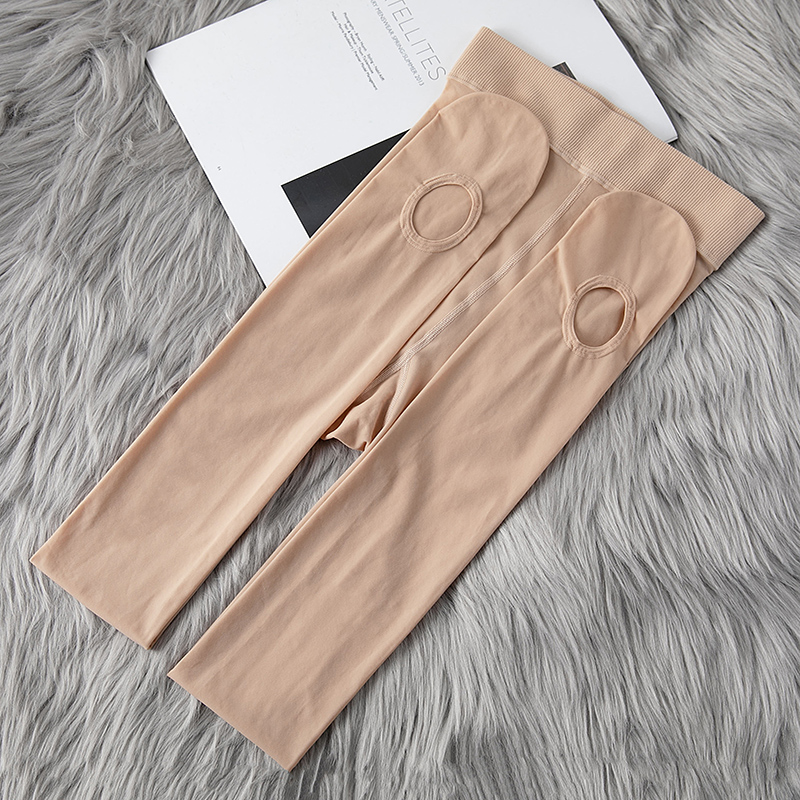 钢丝连裤袜女脚底挖洞春夏季薄款免脱足浴懒人袜打底洗脚菠萝丝袜