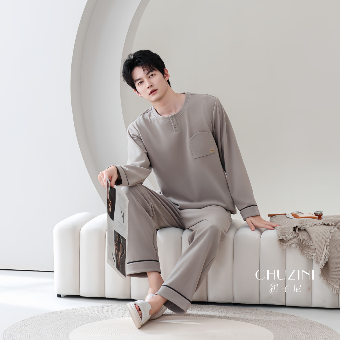 德绒睡衣套装春秋长袖保暖新中式