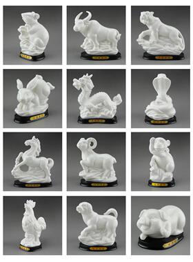 陶瓷十二12生肖摆件鼠牛虎兔龙蛇马羊猴鸡狗猪全套白瓷器风水德化