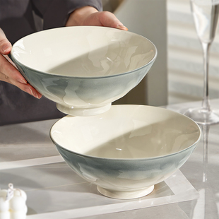 陶瓷面碗家用2024新款釉下彩7寸斗笠拉面碗高级感汤面碗吃面条碗