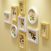 欧锋实木质相框客厅卧室圆照片墙相框墙欧式 儿童挂墙相框创意组合