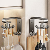 厨房旋转挂钩免打孔壁挂式 置物架锅铲铲子勺子挂架厨具收纳架子