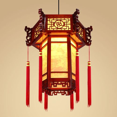 中式六角宫灯阳台吊灯笼过道走廊乔迁门头茶楼饭店古建筑仿古实木