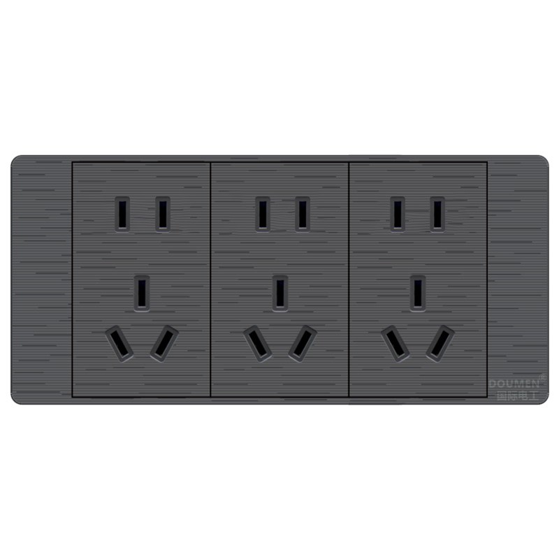 国际电工118型暗装银暗灰色组合开关插座面板家用三位十五孔插座