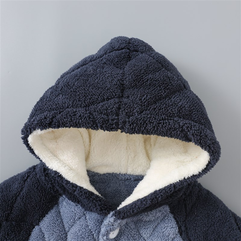 男童睡衣秋冬款男孩法兰绒三层夹棉加绒加厚款宝宝儿童季家居服