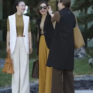气质显瘦西服马甲女2023年春秋新款欧版侧开叉马夹外穿背心套装