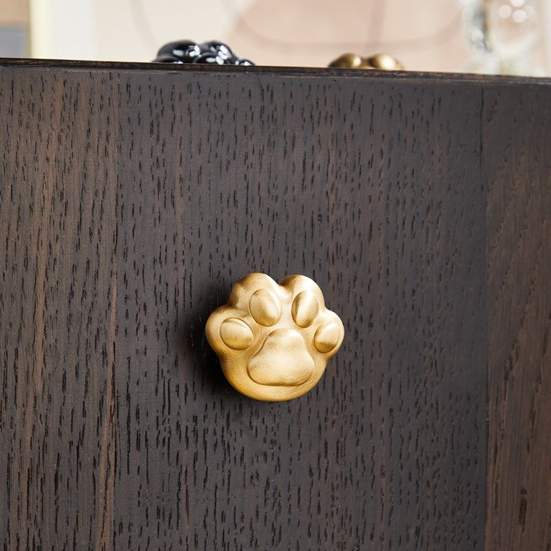 猫爪黄铜儿童房柜门衣柜单孔把手可爱卡通抽屉鞋柜创意小猫咪拉手,基础建材,小拉手,淘宝优惠券,粉丝福利购,淘宝优惠卷