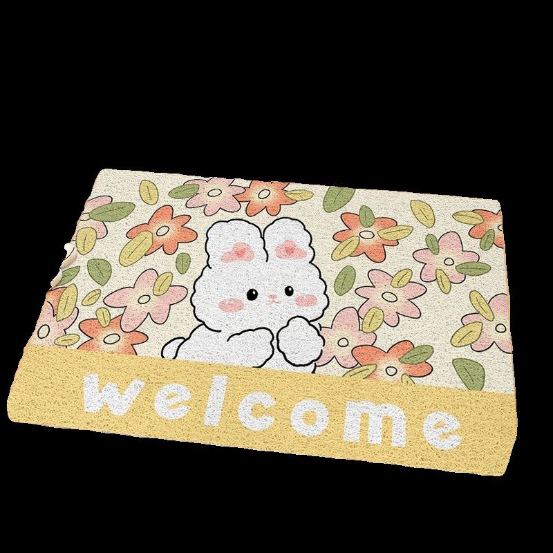 卡通兔子入户门地垫丝圈门口垫子进门垫耐磨耐脏除尘蹭脚垫可定制,居家布艺,入户地垫,淘宝优惠券,粉丝福利购,淘宝优惠卷