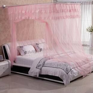 1.8 1.5 2.0m拼床加大订做 墙宫廷申缩式 蚊帐不锈钢落地方顶加密装