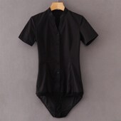 V立领连体衬衫 女白色修身 弹力连裤 长袖 衬衣职业工作装 南航面料OL