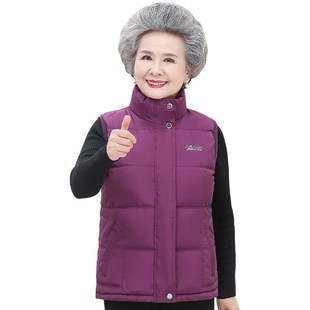奶奶冬装羽绒棉马甲外套女中老年人妈妈冬季加厚马夹老人保暖衣服