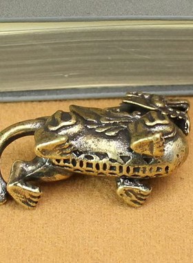 纯黄铜貔貅摆件公母一对复古只进不出网红动物办公室书桌国风茶宠