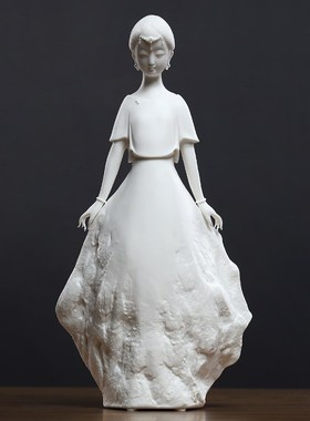 东方泥土 中式人物陶瓷摆件客厅电视柜博古架装饰工艺品/兰质慧心